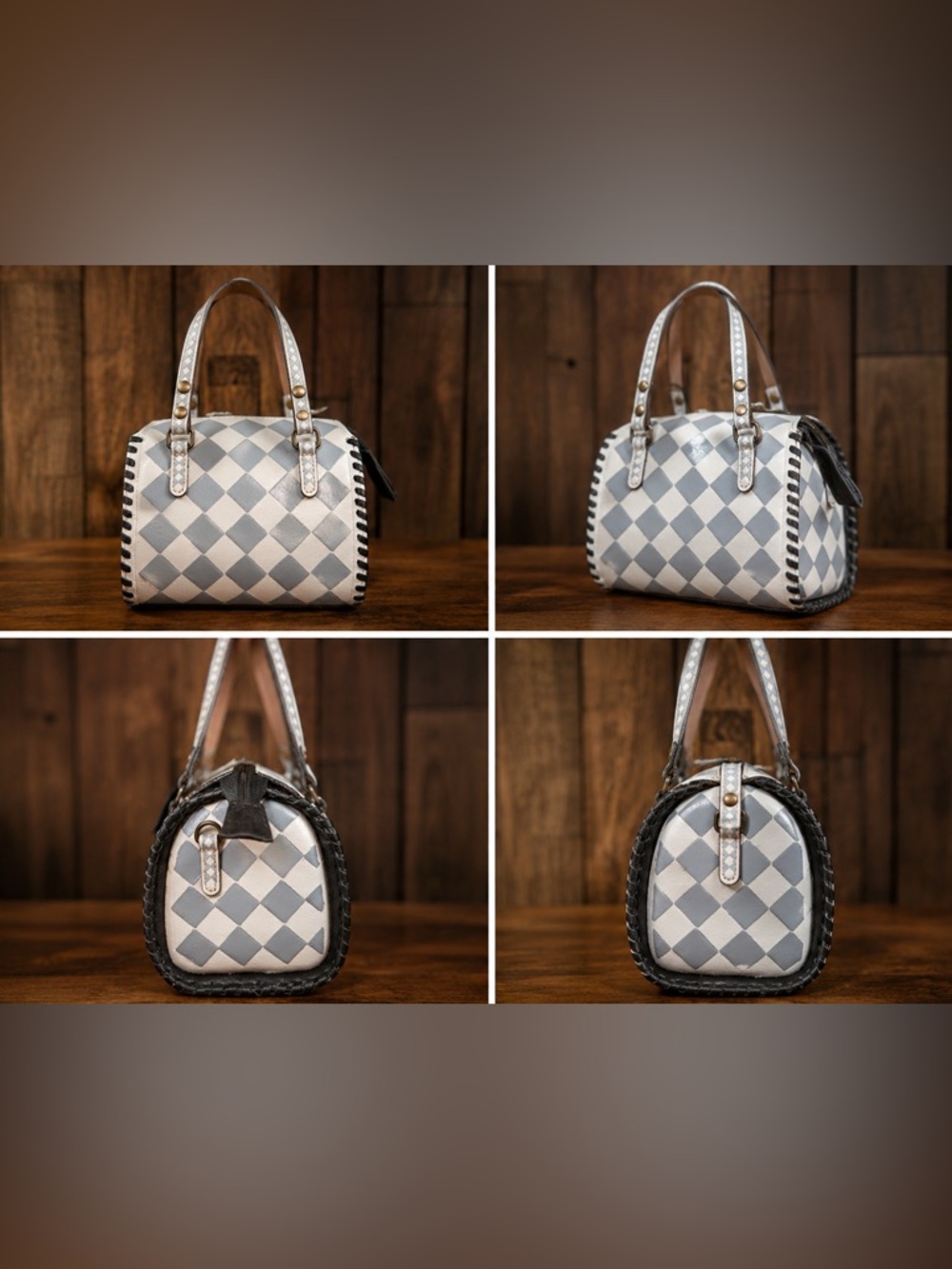 Gray Checkered Speedy Bag